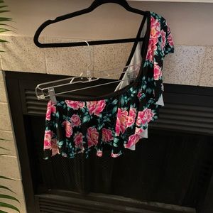 One Shoulder Floral Bikini Top